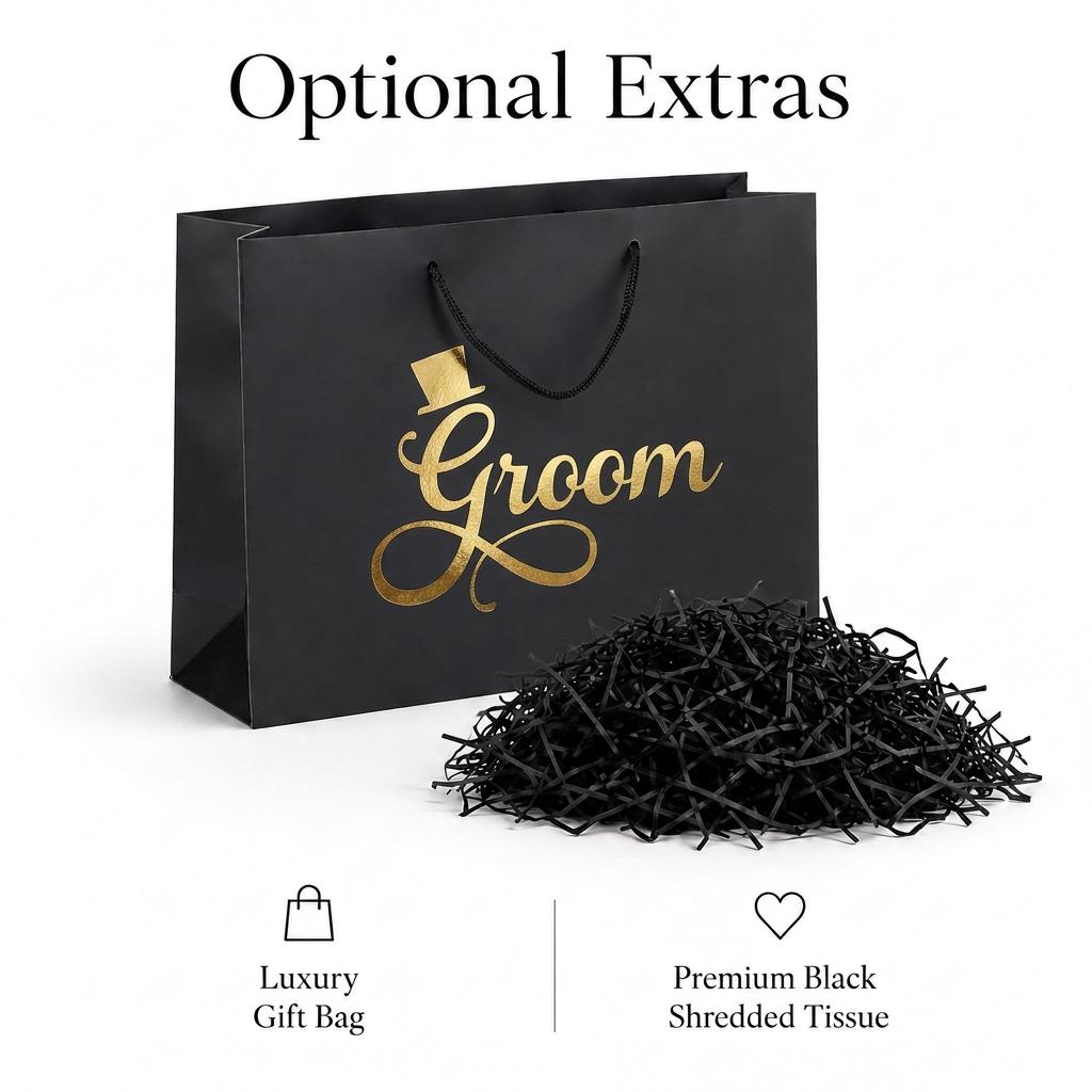 Groom Keepsake Box: Black Luxury Gift, Wedding Memory Box, Silver/Gold Lettering