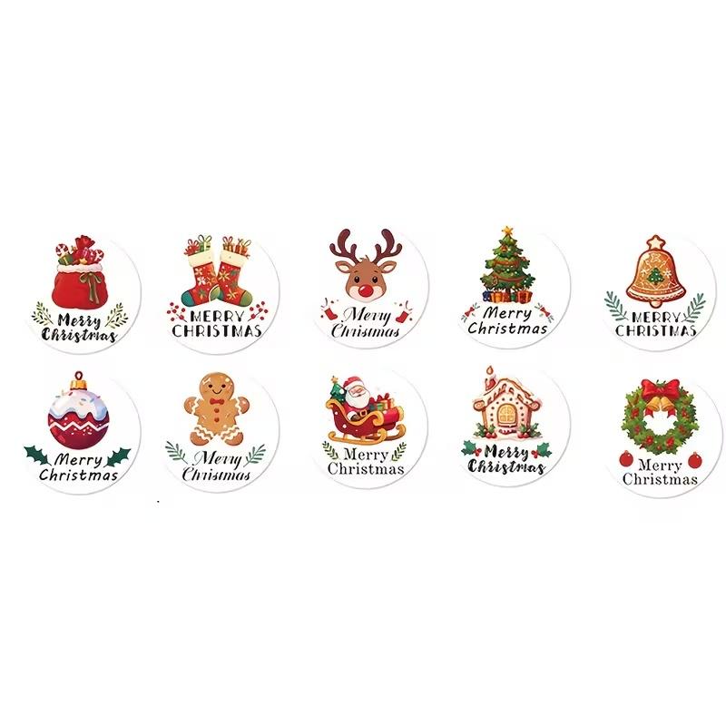 Christmas Treat Bags with Stickers | Kraft Paper Party Favors (Set of 25)