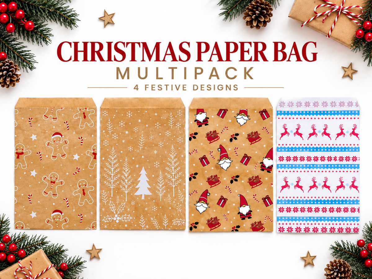Christmas Paper Bags Multipack – 4 Festive Designs