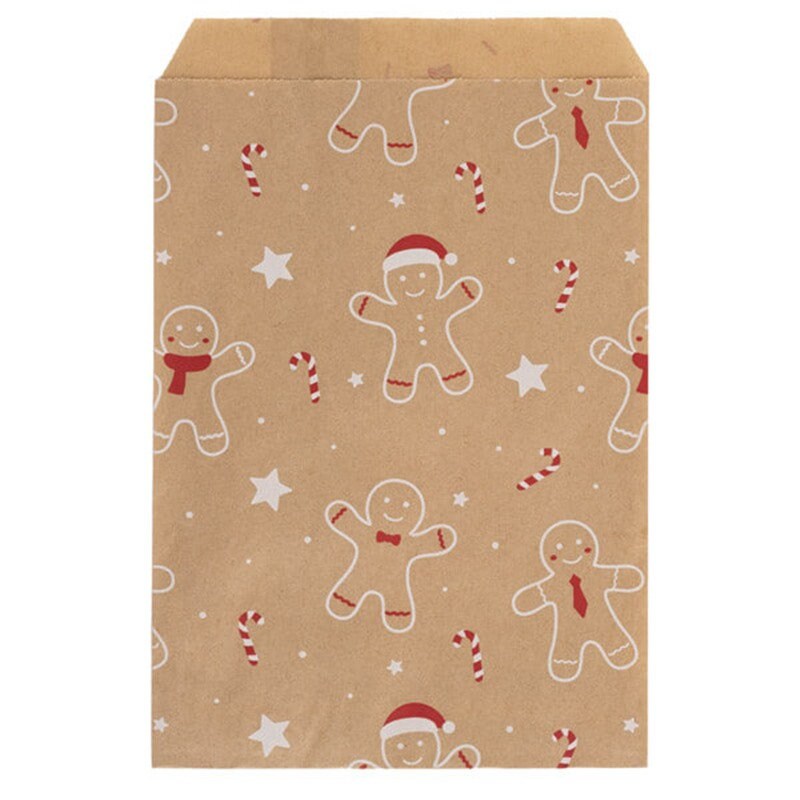Gingerbread Christmas Kraft Paper Bags | Eco Friendly Gifting | Treat Bags | 5x7 & 7x9