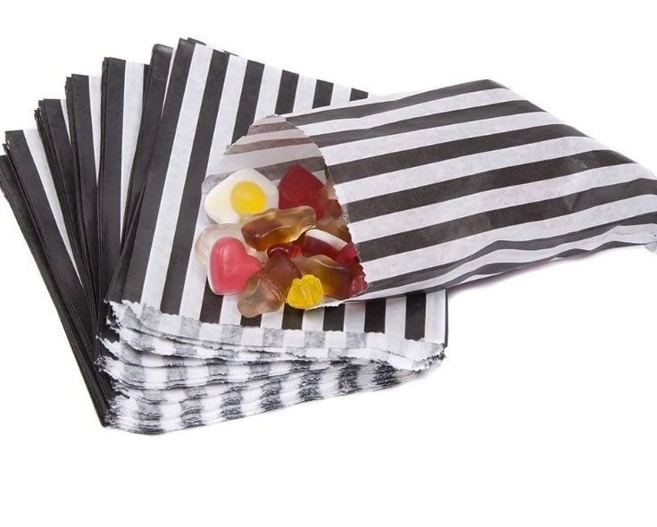Halloween Striped Treat Bags & Pumpkin Stickers Party Favors (25 Count)
