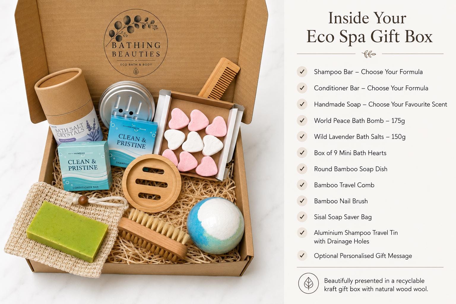 Personalised Luxury Eco Spa Box | Bath Products | Bamboo Accessories | Gift for Her