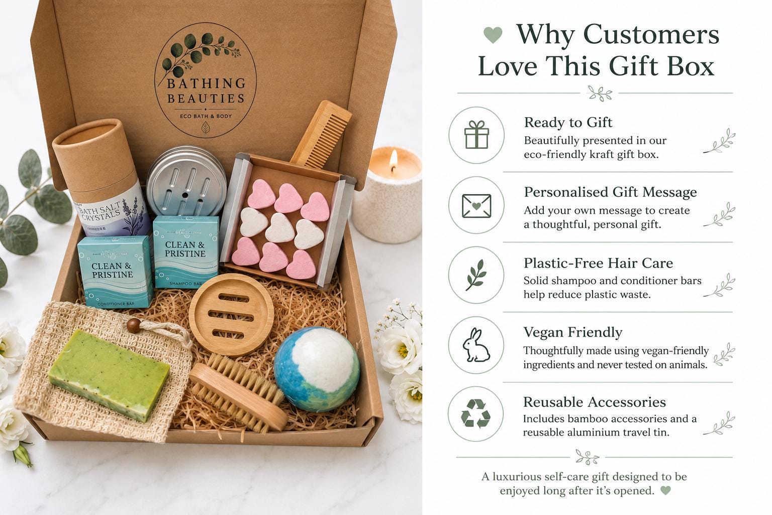 Personalised Luxury Eco Spa Box | Bath Products | Bamboo Accessories | Gift for Her