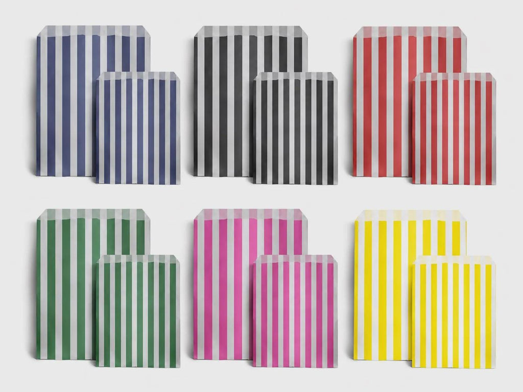 Candy Stripe Paper Bags | Mixed Colours, Party Favours, Sweet Bags