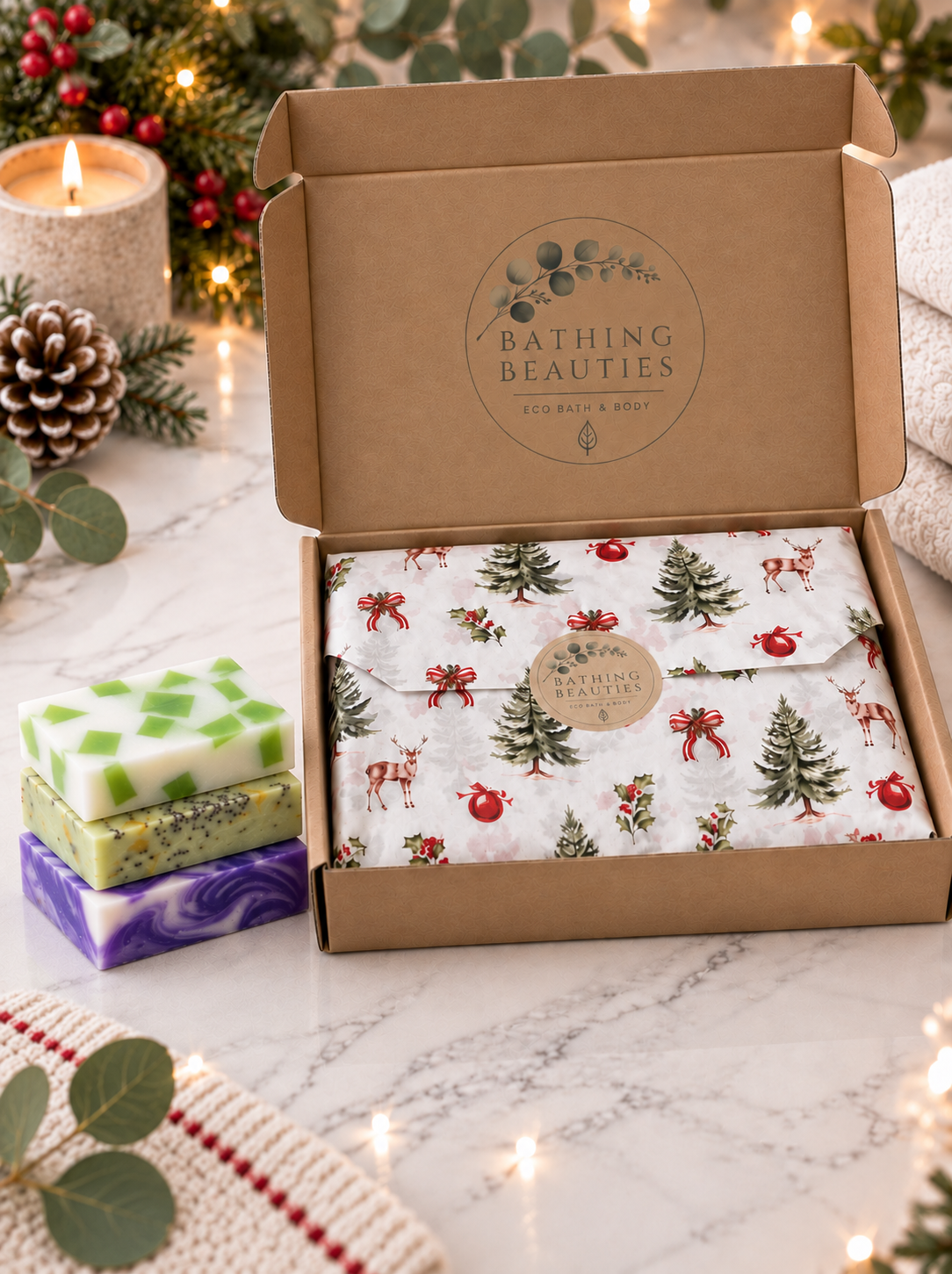Christmas Soap Gift Box - 3 or 5 Bars