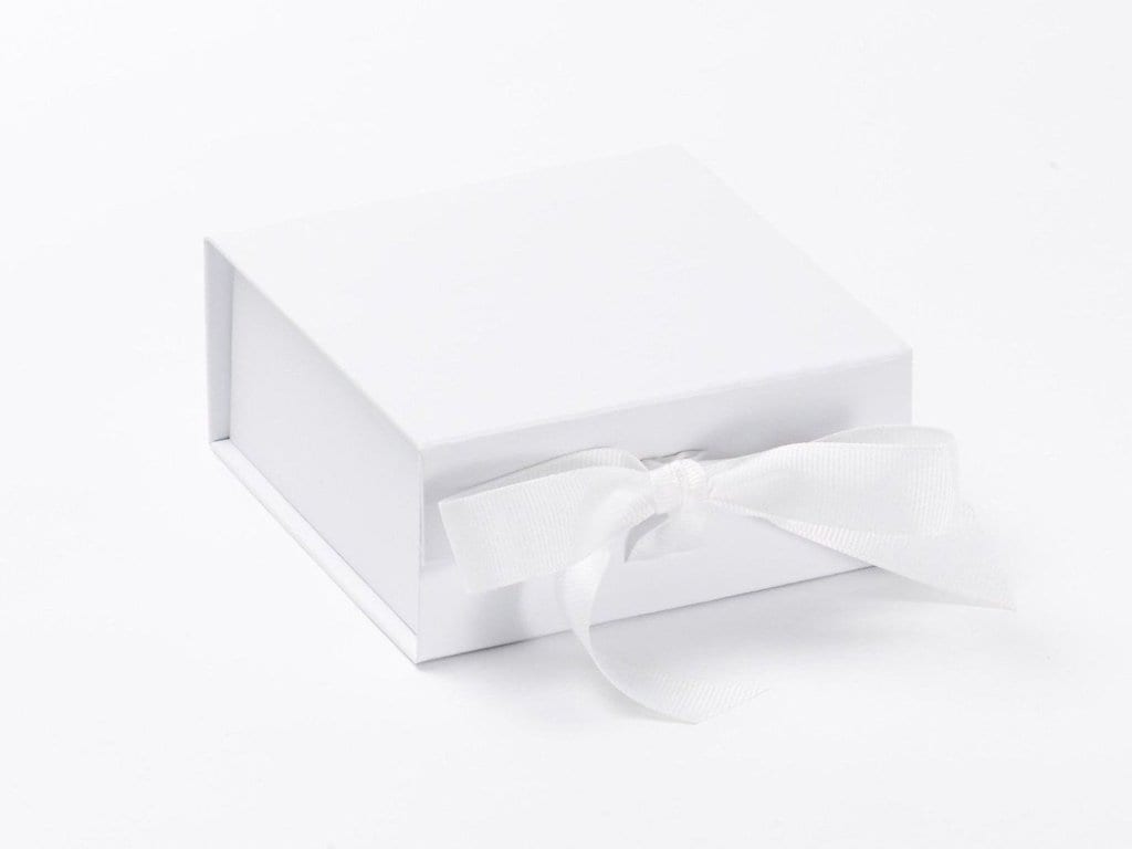 Small White Magnetic Gift Box with Ribbon | Luxury Keepsake Jewellery Box