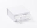 Small White Magnetic Gift Box with Ribbon | Luxury Keepsake Jewellery Box
