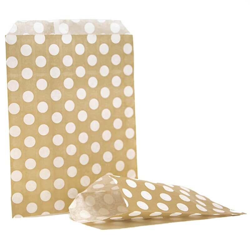 Gold & White Polka Dot Paper Bags | Eco Friendly Gifting | Treat Bags