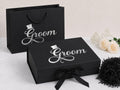 Groom Keepsake Box: Black Luxury Gift, Wedding Memory Box, Silver/Gold Lettering