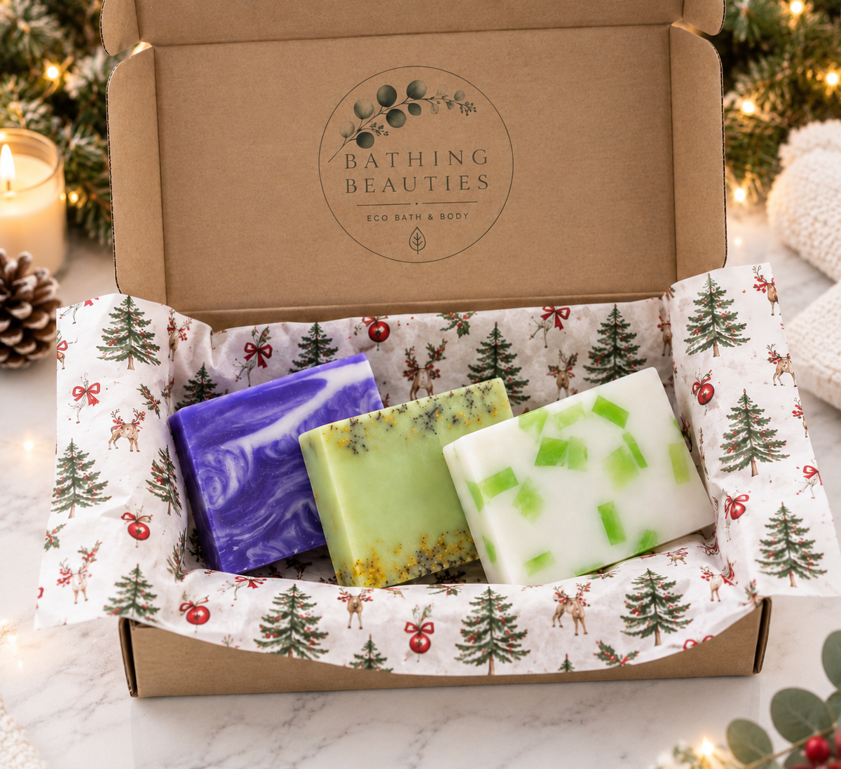 Christmas Soap Gift Box - 3 or 5 Bars