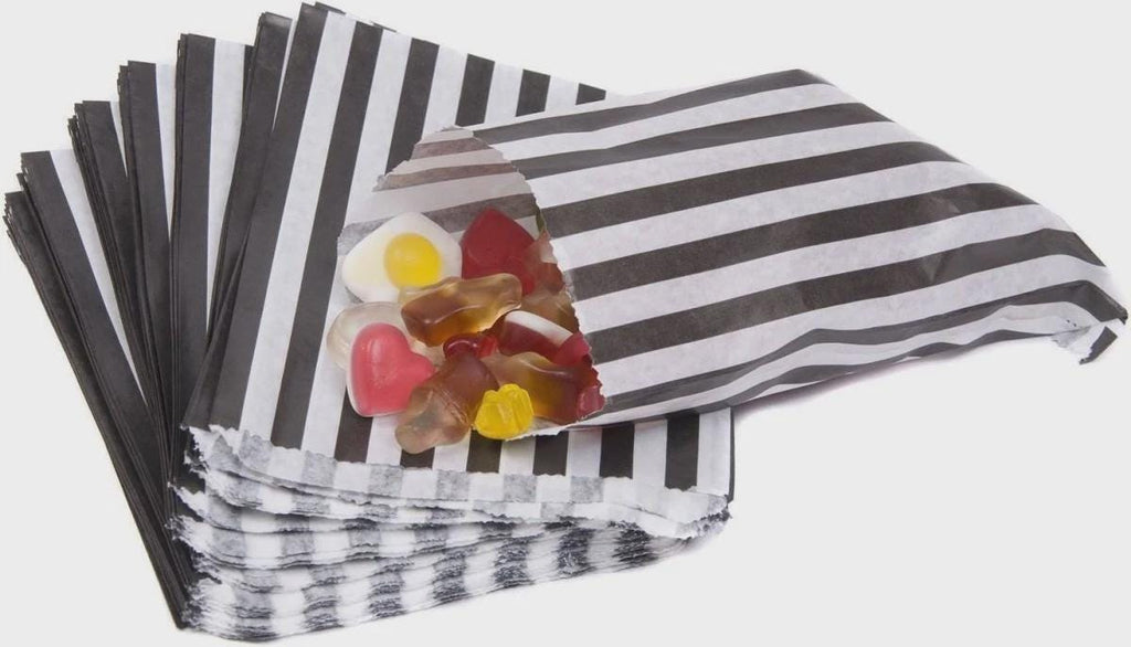 Black White Candy Stripe Paper Bags | Party Favors, Sweet Treats, Retail Packaging