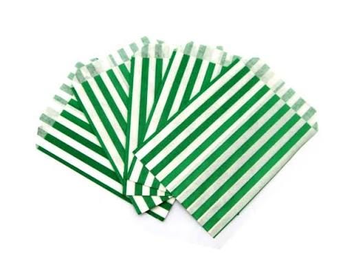 Red Green Candy Stripe Christmas Paper Bags | Festive Treat Party Favors