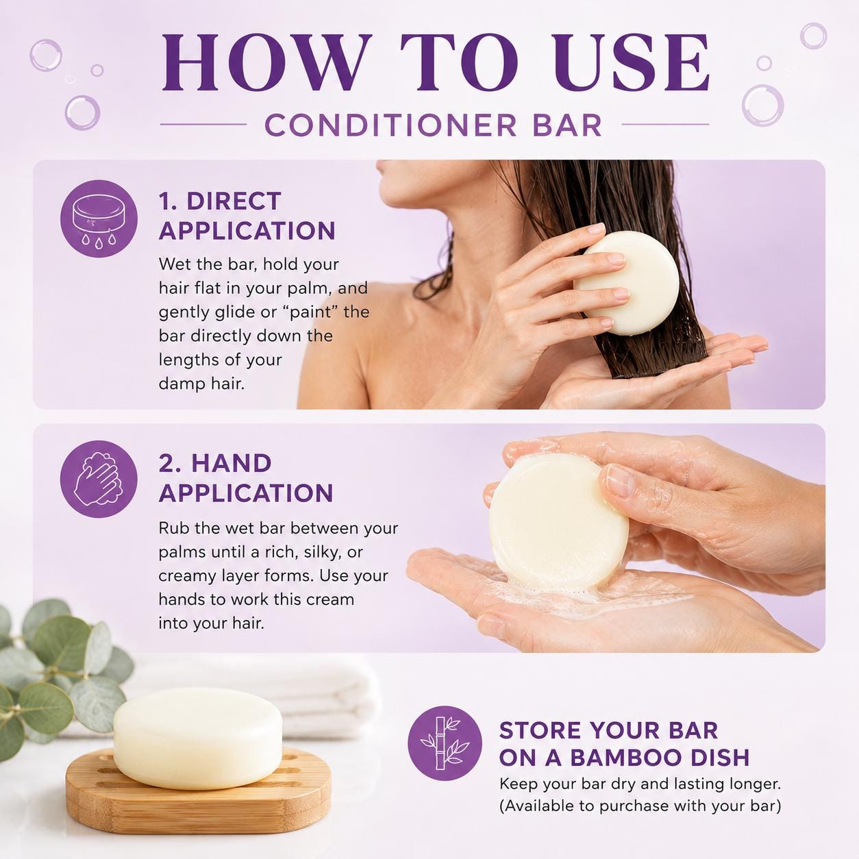 Shampoo & Conditioner Bars + 2 Storage and Travel Drainage Tins | Solid Hair Bars Gift Set | Plastic Free Hair Care