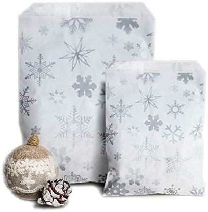 Snowflake Christmas Kraft Paper Bags | Eco Friendly Treat Gift Packaging (5x7 & 7x9)