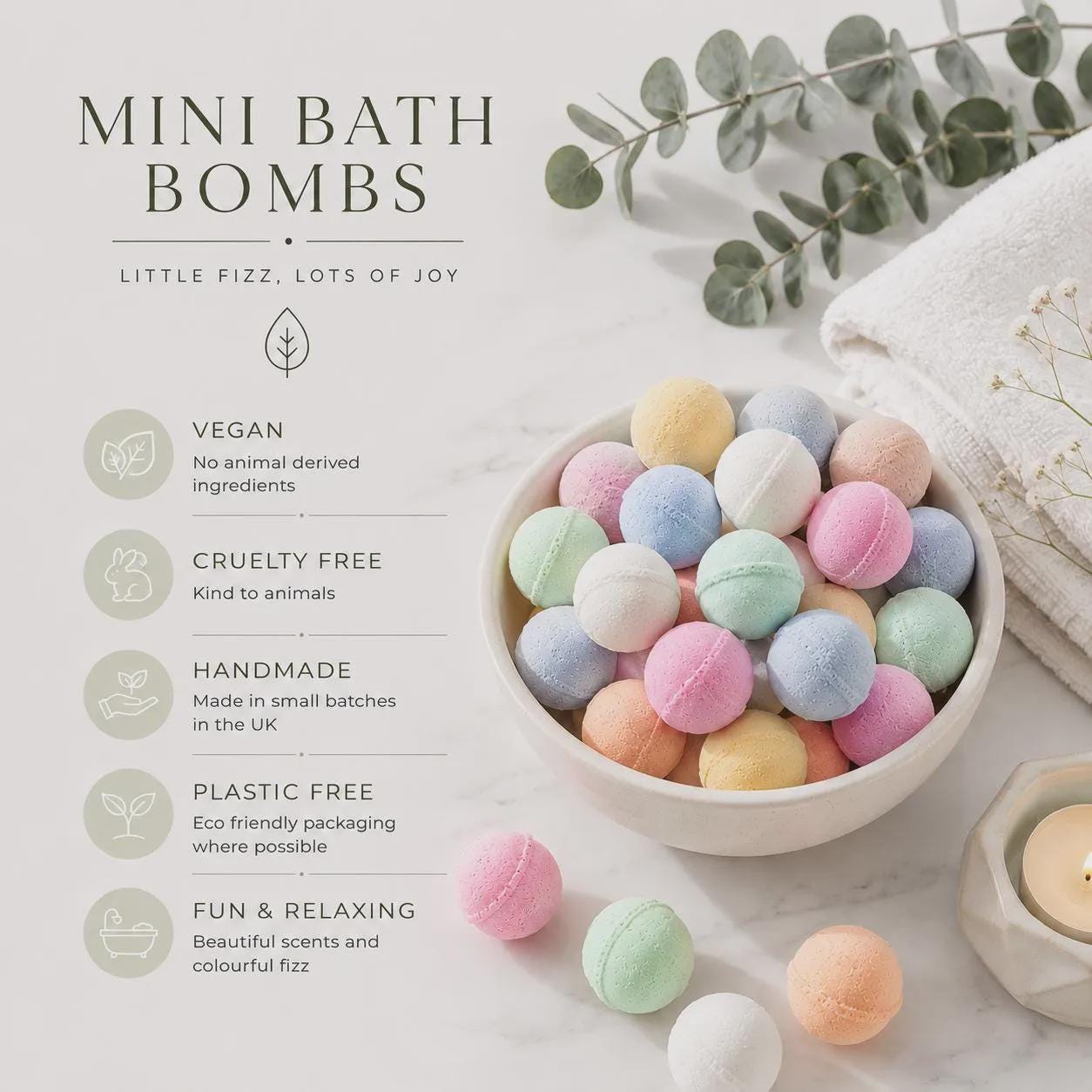 12 Mini Christmas Bath Bombs | Vegan Bath Fizzers | Christmas Gift Bag | Stocking Filler