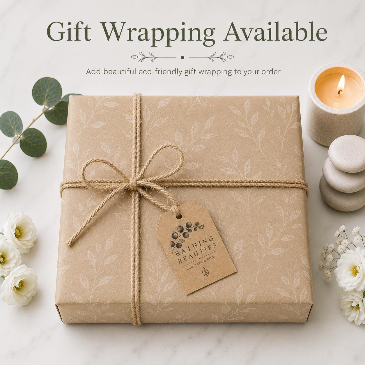 Eco-Friendly Gift Wrapping Service | Botanical Paper, Jute Twine, Message (Gift Add-on)