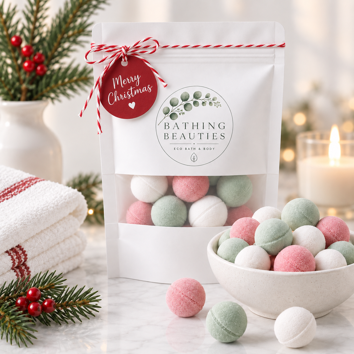Christmas Mini Bath Bombs in Resealable Pouch