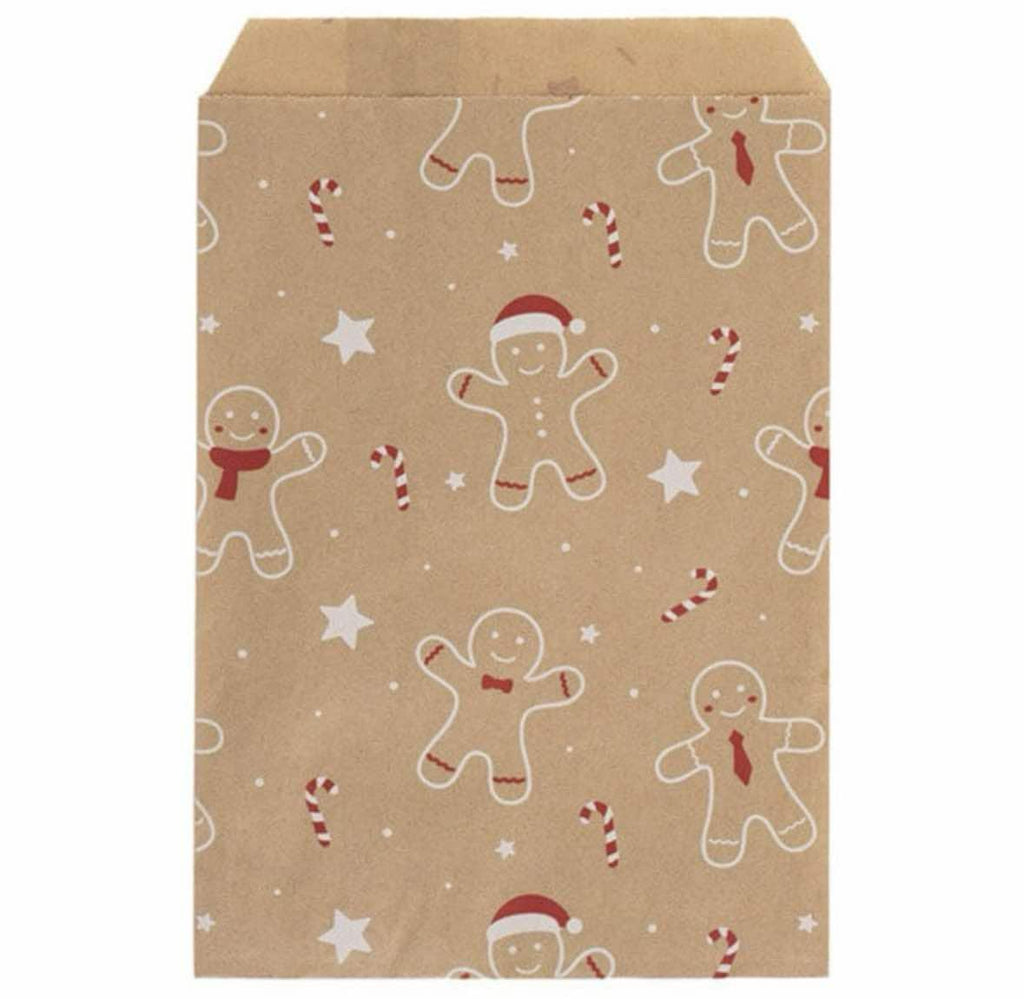 Christmas Treat Bags with Stickers | Kraft Paper Party Favors (Set of 25)