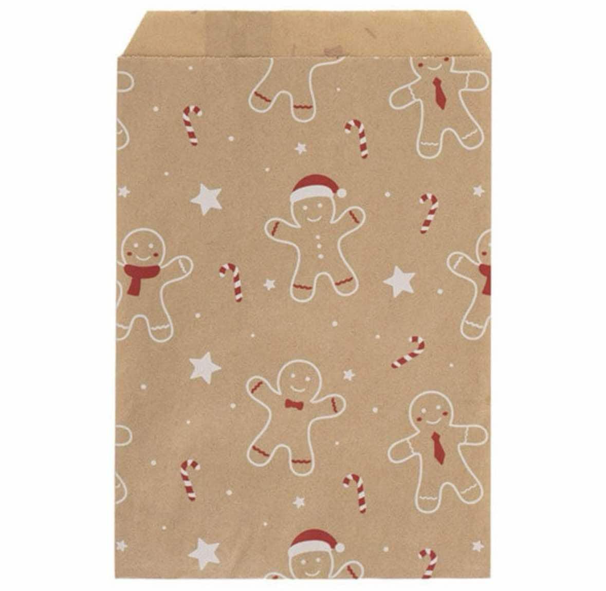 Christmas Treat Bags with Stickers | Kraft Paper Party Favors (Set of 25)