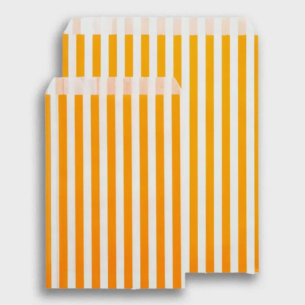 Orange White Candy Stripe Paper Bags | Party Favors, Sweet Treats, Gift Packaging