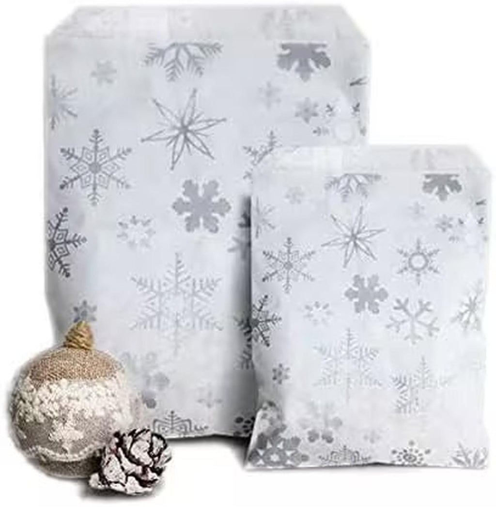Snowflake Christmas Kraft Paper Bags | Eco Friendly Treat Gift Packaging (5x7 & 7x9)