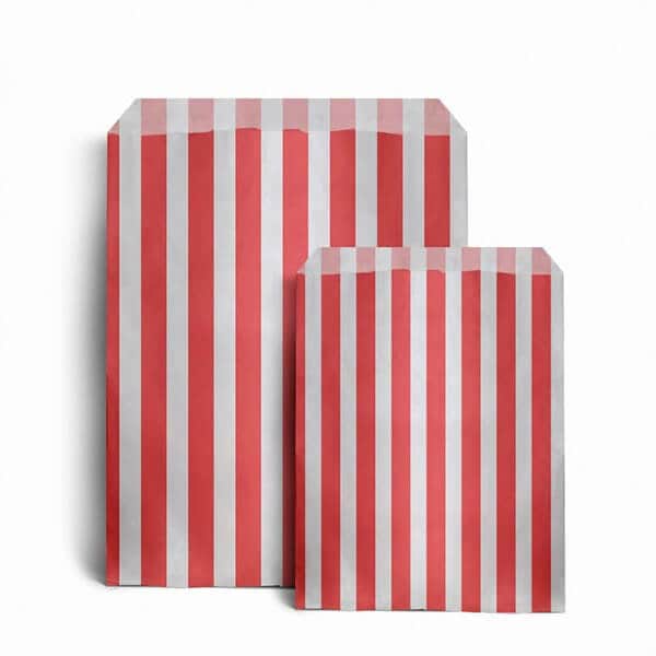 Striped Paper Bags, Party Favours, Sweet Treat Bags, 100 Pack, 2 Sizes, 7 Colours