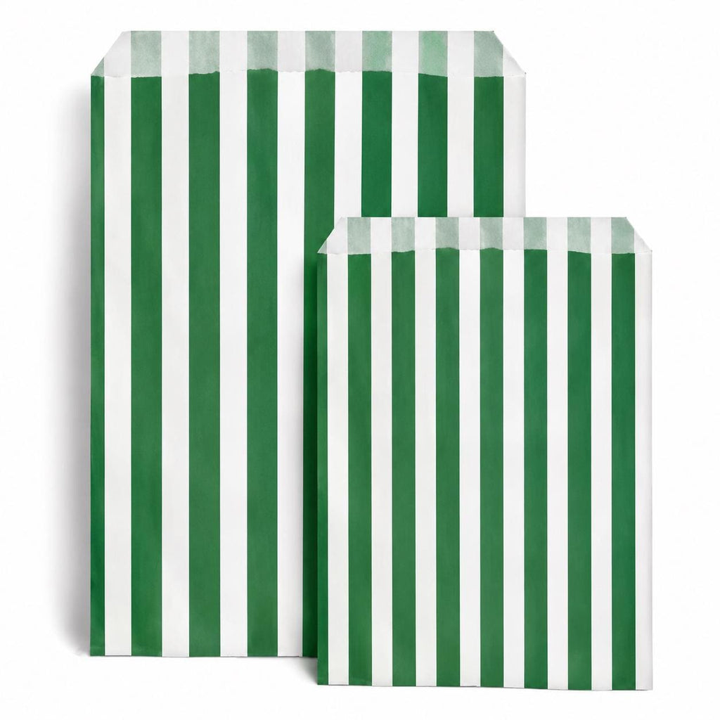 Green White Candy Stripe Paper Bags | Party Favors, Sweets, Gifts (Sample to 300 Pack)
