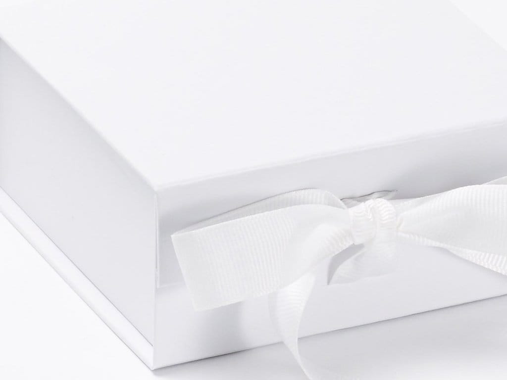 Small White Magnetic Gift Box with Ribbon | Luxury Keepsake Jewellery Box
