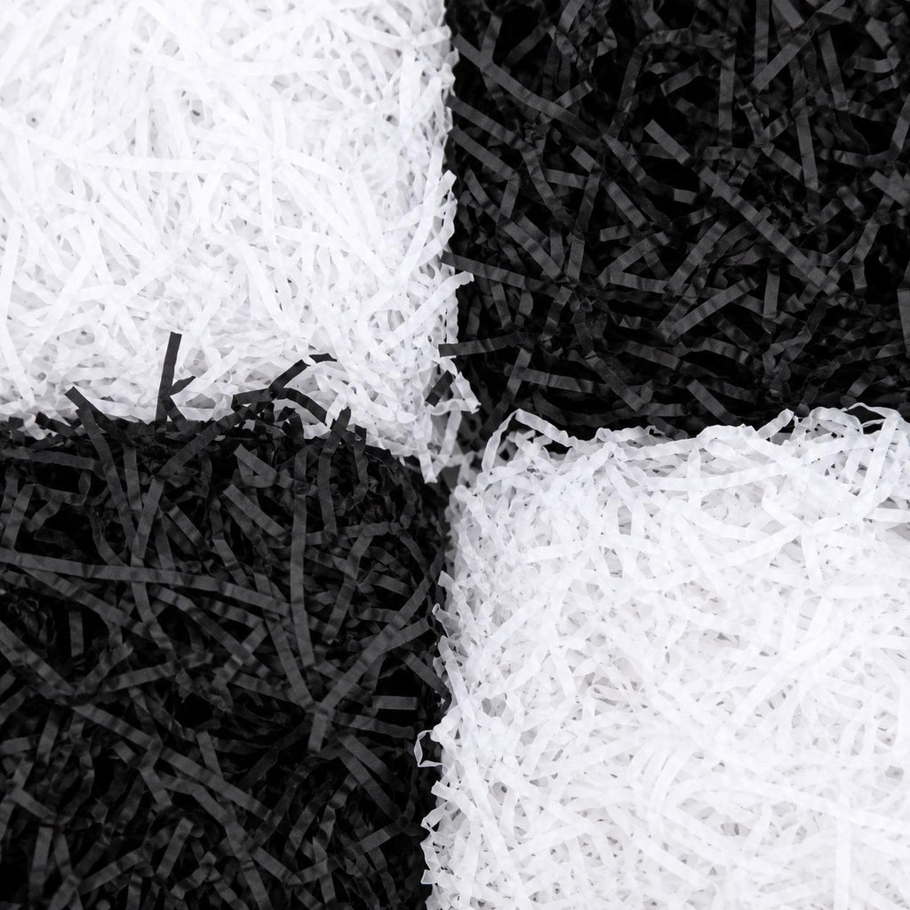 Shredded Tissue Paper | Hamper Filler | Gift Box Filler | Eco Friendly Packaging | White & Black