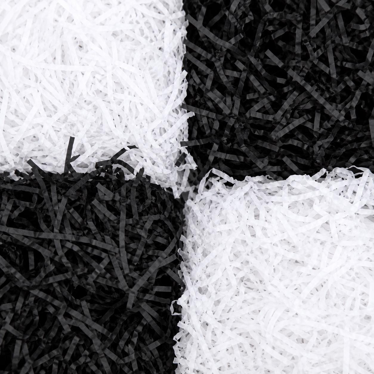 Shredded Tissue Paper | Hamper Filler | Gift Box Filler | Eco Friendly Packaging | White & Black