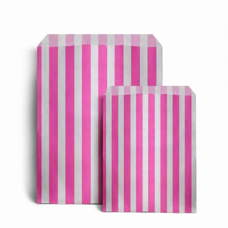 Pink White Candy Stripe Paper Bags | Party Favors, Sweet Treats, Gift Packaging