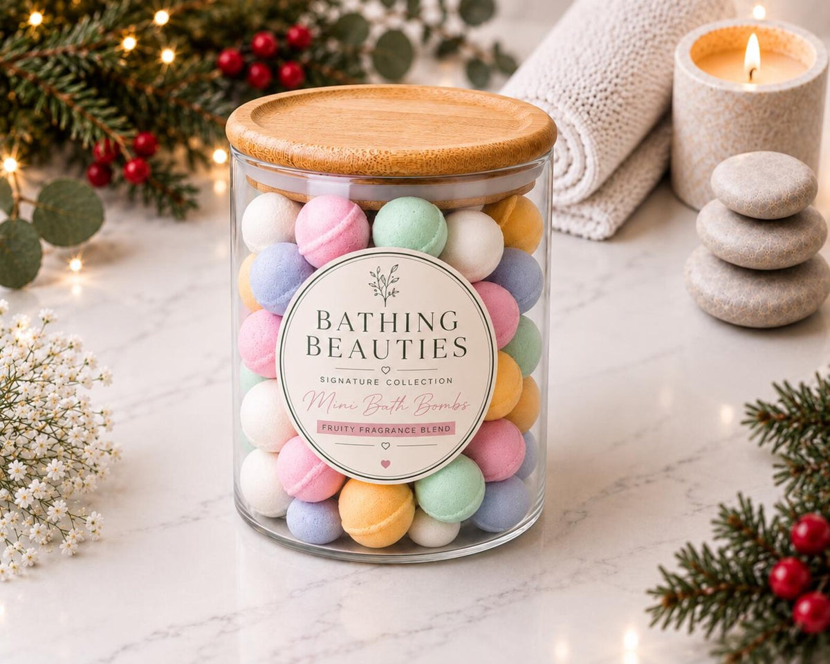 50 Mini Bath Bombs in Reusable Glass Jar