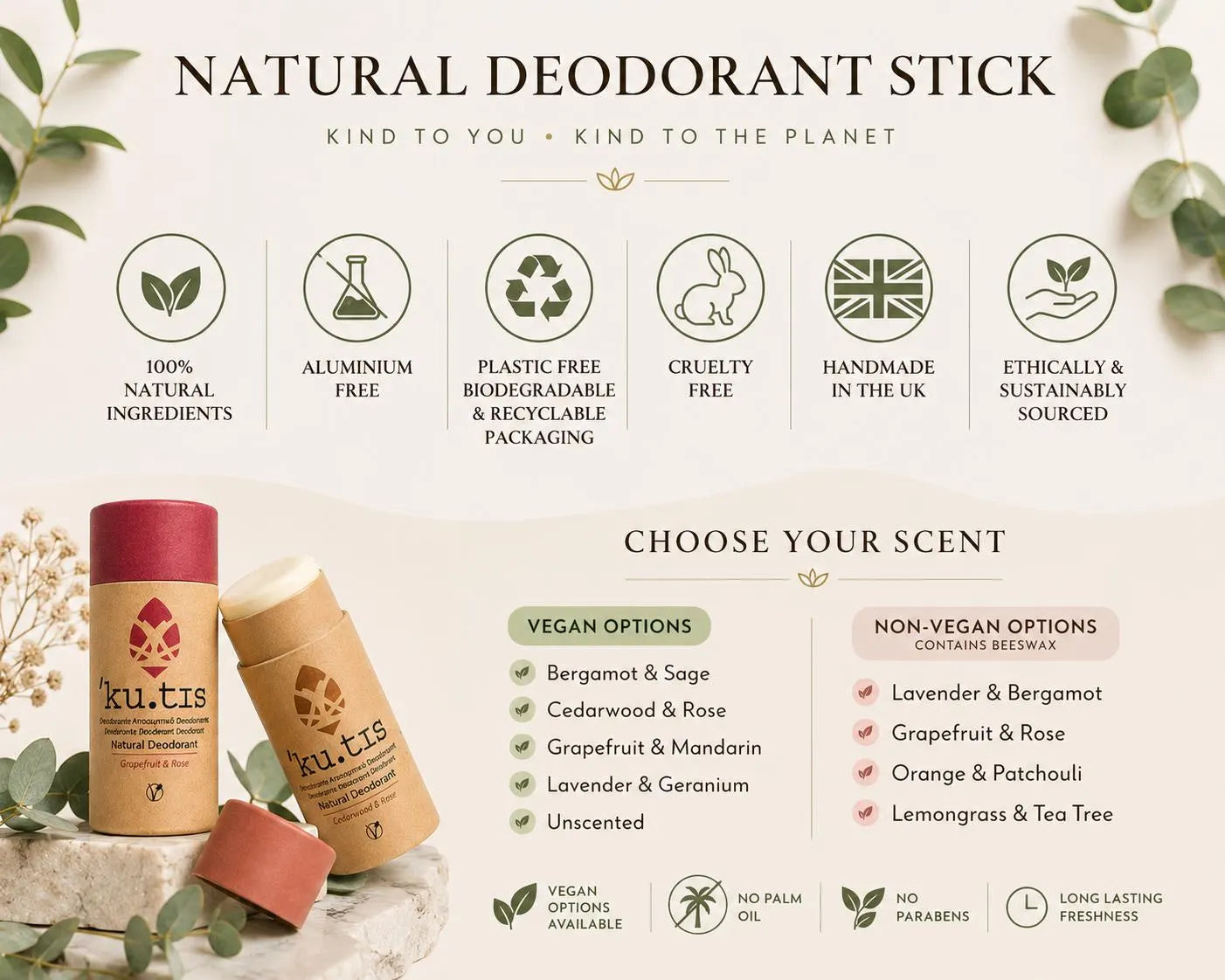 Kutis Natural Deo Sticks